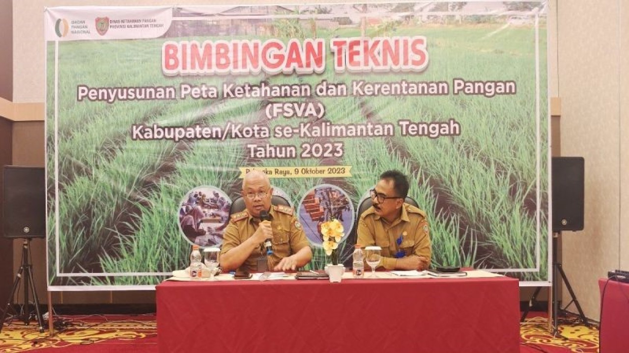 Bimtek penyusunan peta ketahanan dan kerentanan pangan kabupaten/kota se-Kalimantan Tengah, Senin (9/10/2023). (ANTARA/Muhammad Arif Hidayat).