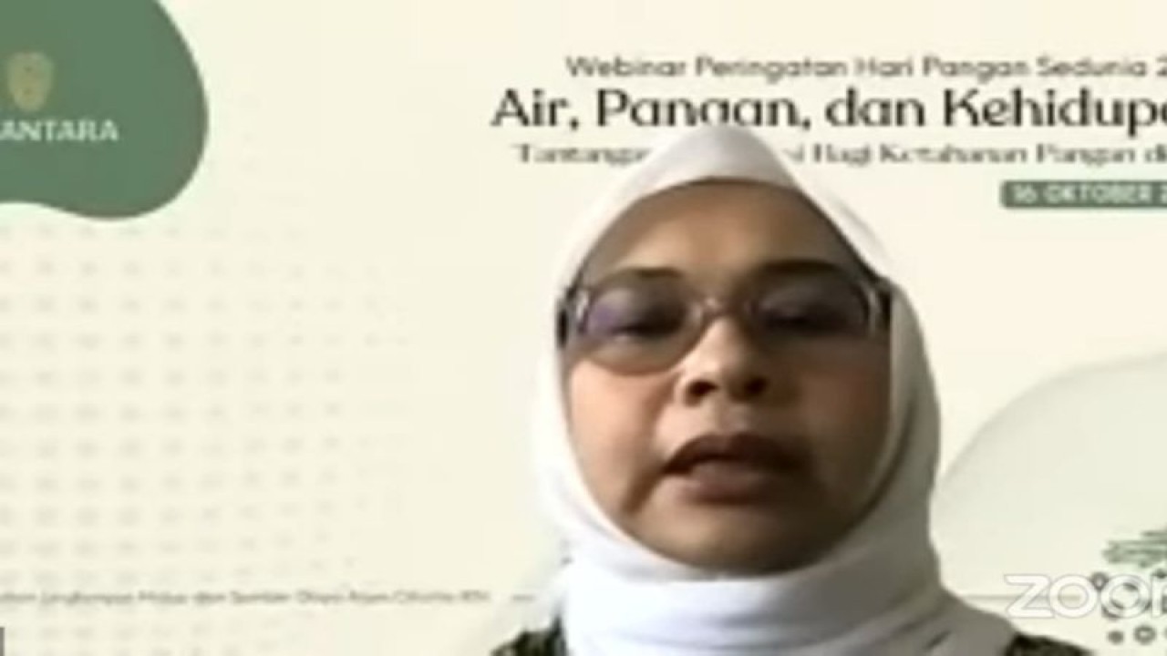 Tangkapan layar - Deputi Bidang Lingkungan Hidup dan Sumber Daya Alam Otorita Ibu Kota Nusantara (OIKN) Myrna Safitri saat webinar "Air, Pangan, dan Kehidupan: Tantangan dan Solusi Bagi Ketahanan Pangan di IKN" dipantau dari kanal YouTube IKN Indonesia, Senin (16/10/2023). ANTARA/Benardy Ferdiansyah