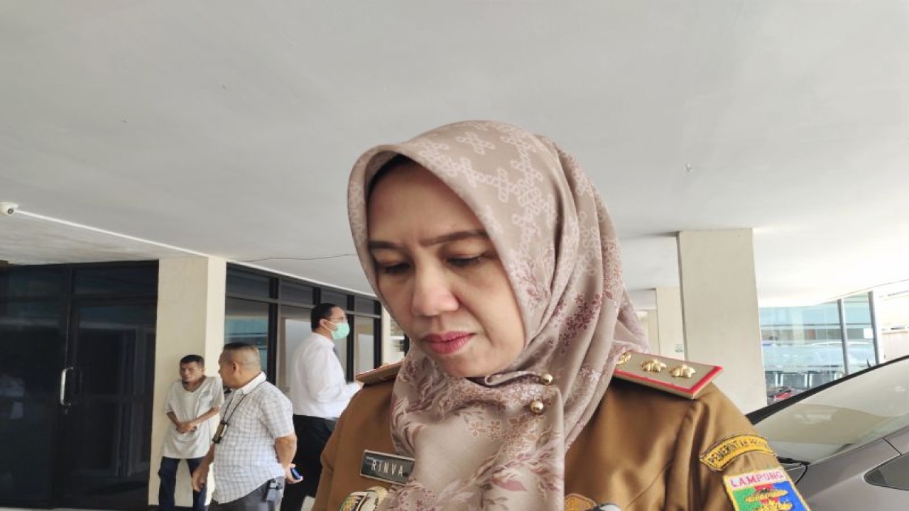 Kepala Biro Perekonomian Provinsi Lampung Rinvayanti saat memberi keterangan terkait gerakan pangan murah. Bandarlampung, Senin (16/10/2023). ANTARA/Ruth Intan Sozometa Kanafi.