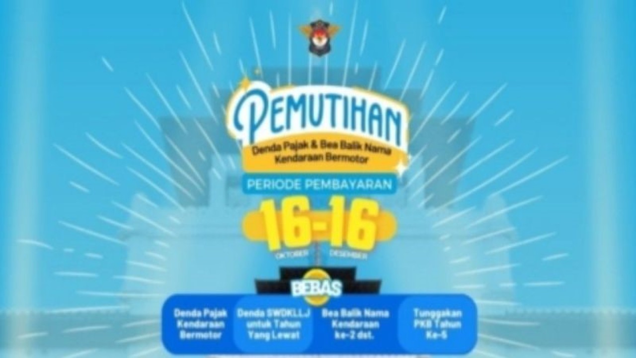 Media informasi program pemutihan pajak kendaraan bermotor oleh Badan Pendapatan Daerah Provinsi Jawa Barat periode 16 Oktober-16 Desember 2023. (ANTARA/Pradita Kurniawan Syah).