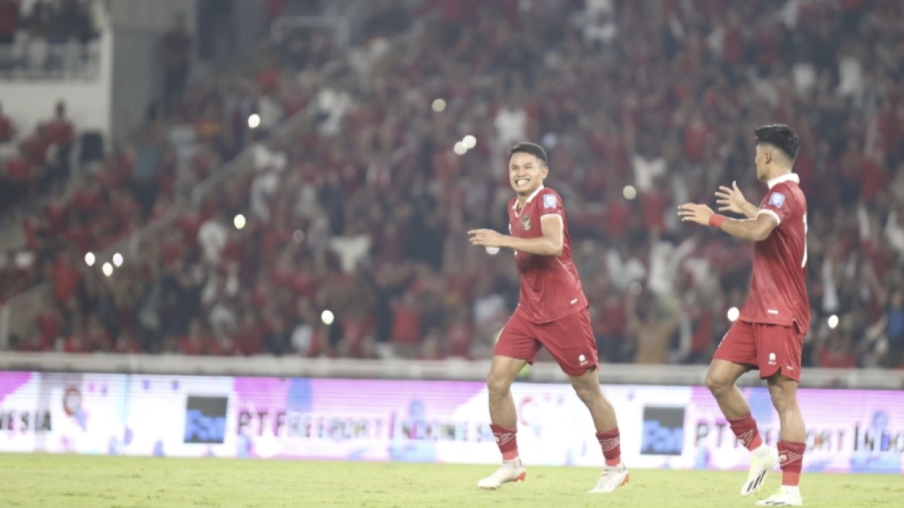 Selebrasi pemain Timnas Indonesia
