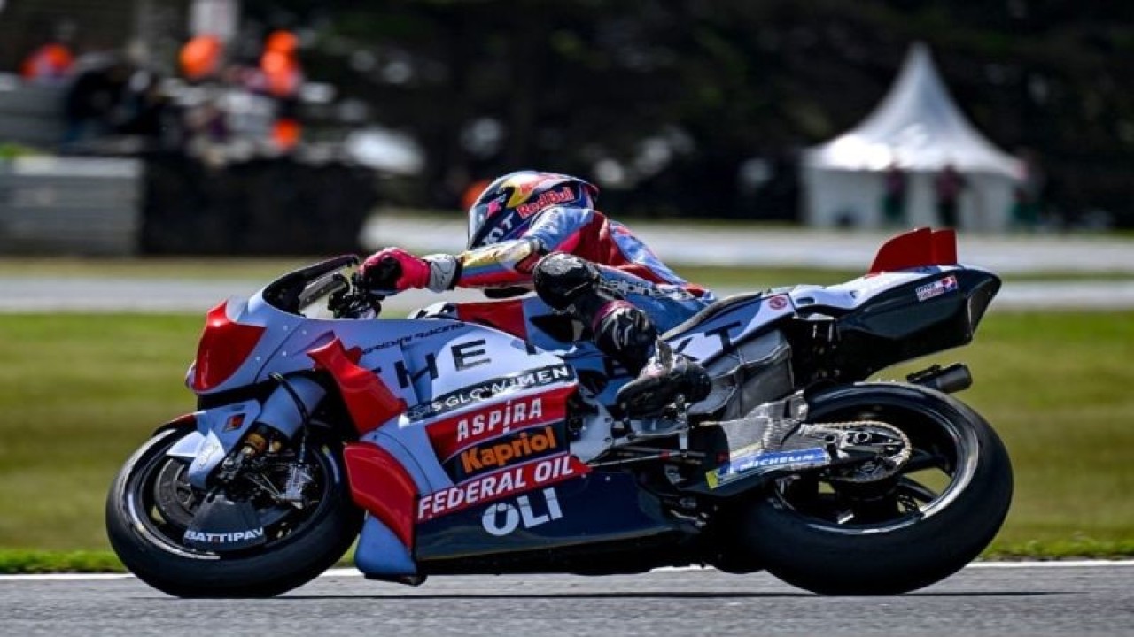 Pebalap Gresini Racing Enea Bastianini saat berlaga pada MotoGP Australia di Sirkuit Phillip Island, Minggu (16/10/2022). ANTARA/HO/MotoGP-Gresini Racing