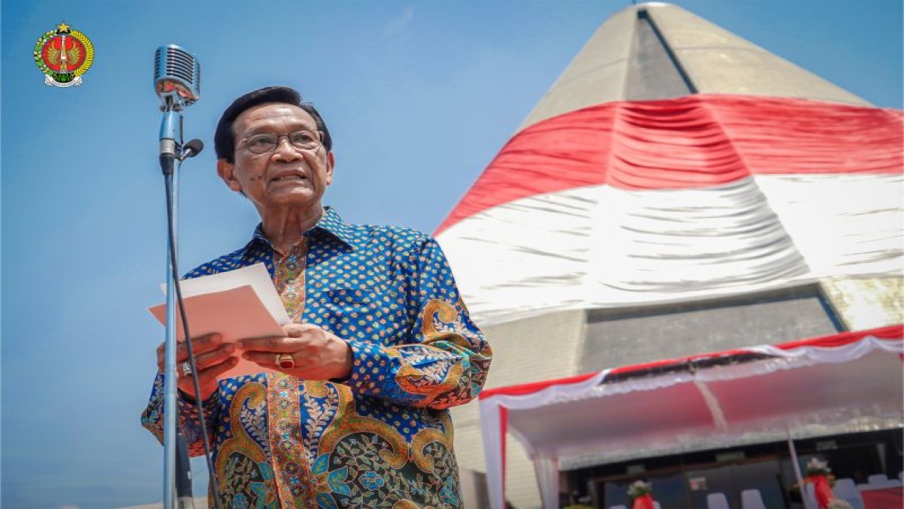 Gubernur Daerah Istimewa Yogyakarta Sri Sultan Hamengku Buwono X saat menyampaikan "Sapa Aruh" menjelang Pemilu 2024 di Monumen Jogja Kembali, Sleman, Daerah Istimewa Yogyakarta, Sabtu (28/10/2023) (ANTARA/HO/Pemda DIY)