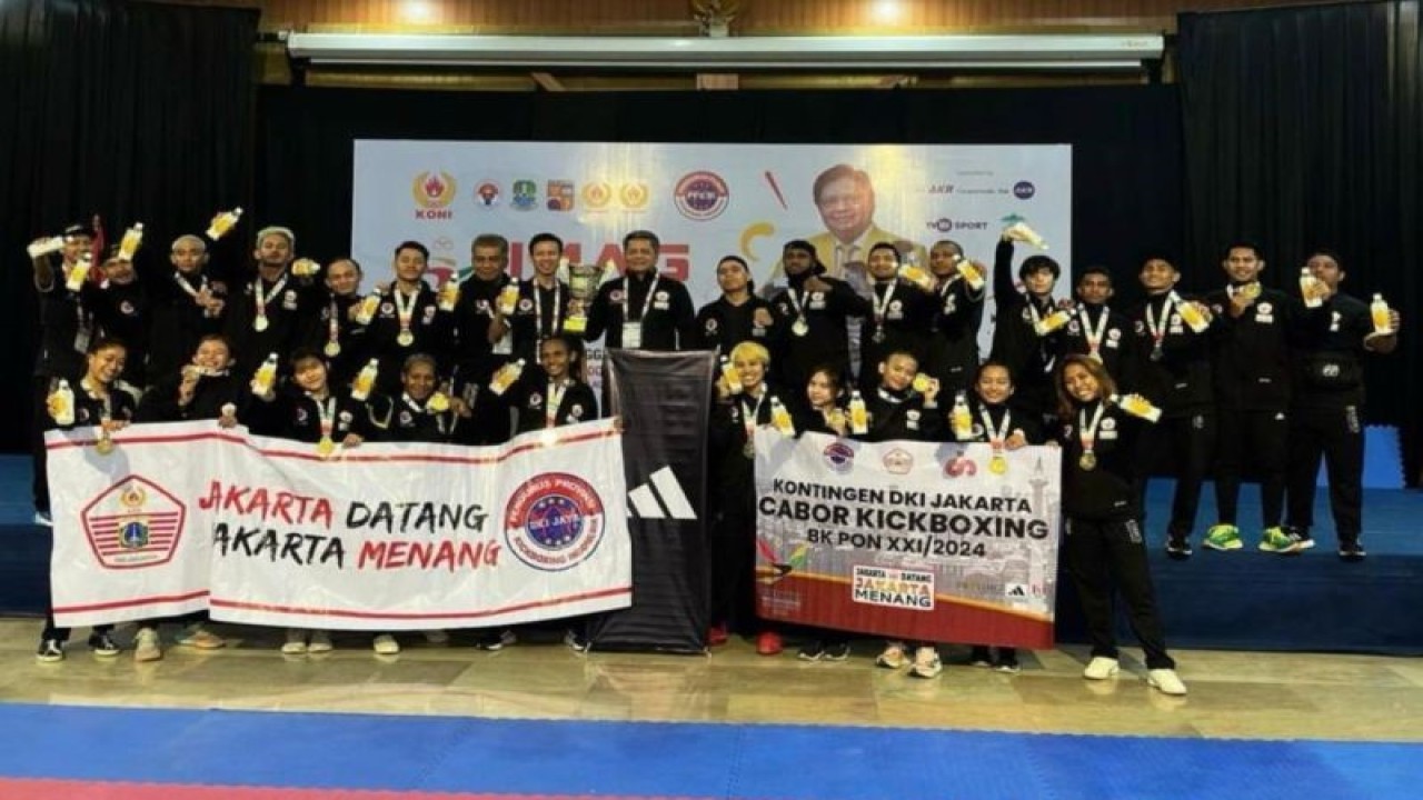 Para atlet kickboxing DKI Jakarta dalam ajang Indonesia Martial Art Games (IMAG) 2023 yang digelar di Hotel Green Forest, Bogor, Rabu (25/10/2023) (ANTARA/HO-KBI Pengprov DKI Jakarta)