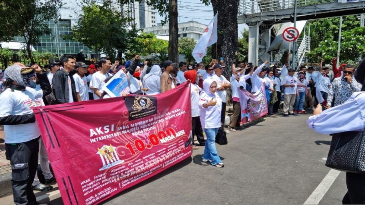 Aksi di kawasan Patung Kuda, Jakarta Pusat pada Senin (6/11/2023). ANTARA/Ho/dok. Istimewa
