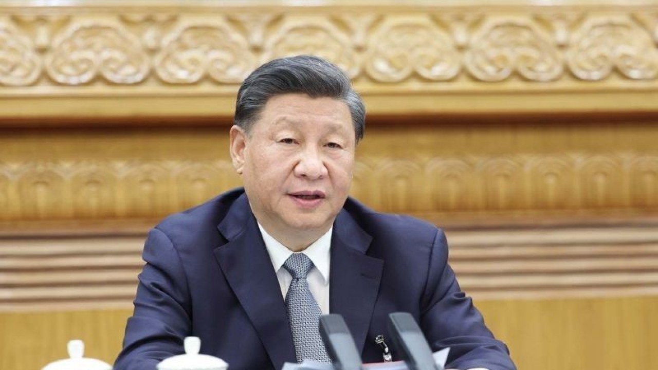 Arsip - Presiden China Xi Jinping di Balai Agung Rakyat di Beijing, ibu kota China (15/10/2022). (ANTARA/Xinhua/Ju Peng/aww)