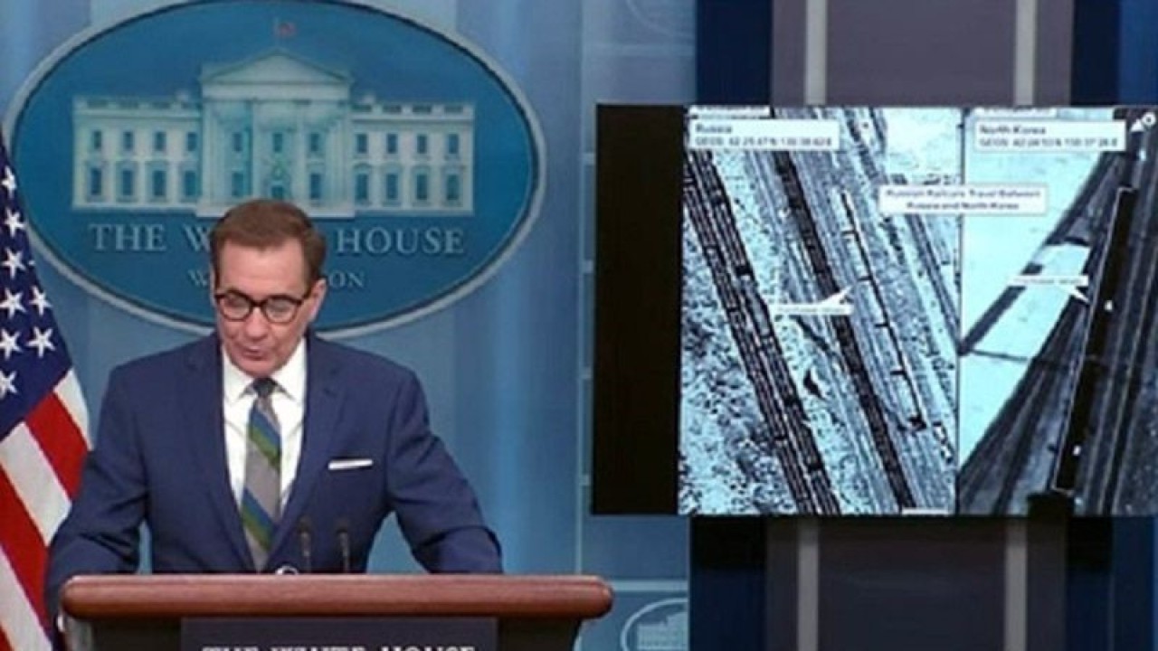 Arsip - Juru Bicara Dewan Keamanan Nasional AS untuk komunikasi strategis, John Kirby, terlihat berbicara dalam konferensi pers harian di Gedung Putih di Washington pada Jumat (20/1/2023). ANTARA/Yonhap/am.