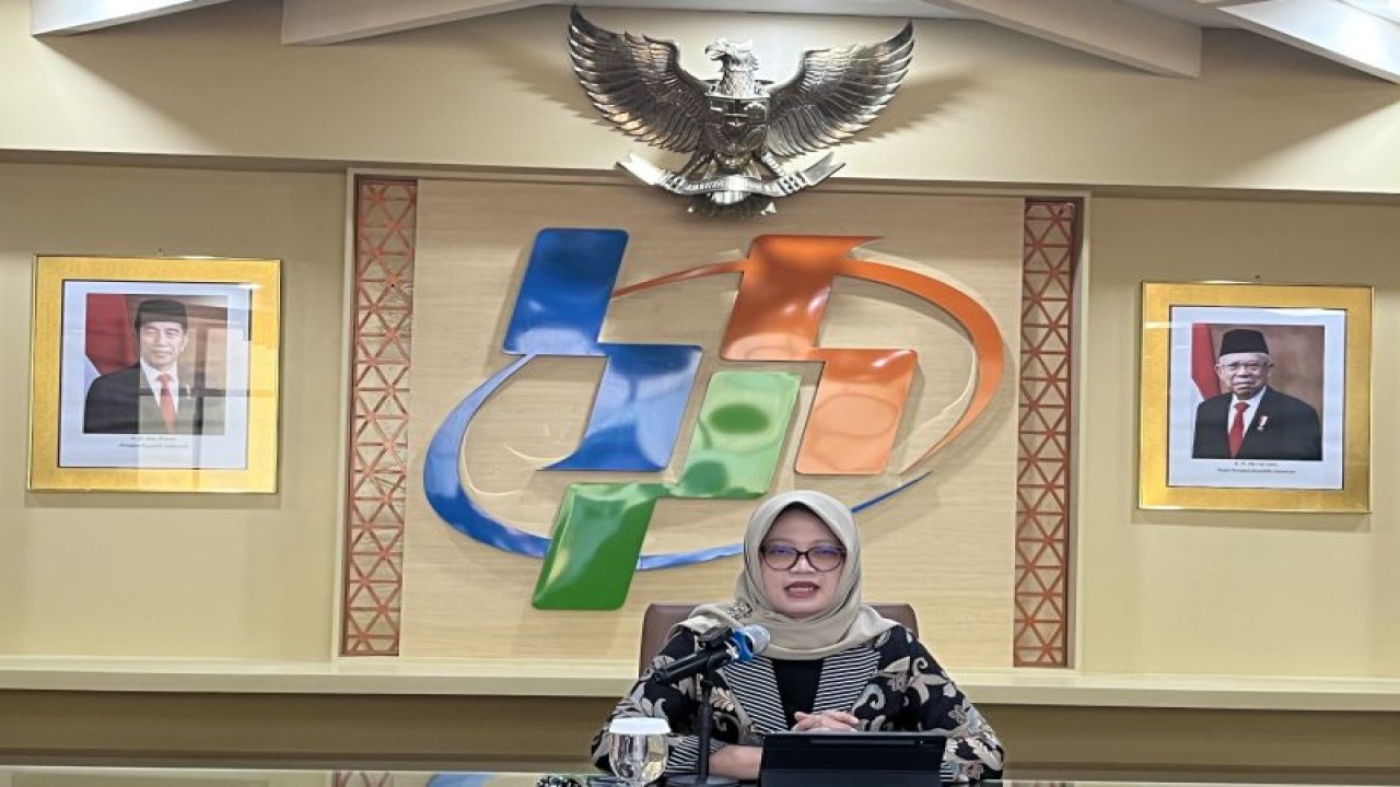 Deputi bidang Statistik, Distribusi, dan Jasa BPS Pudji Ismartini di Jakarta saat memberikan keterangan pers di Jakarta, Rabu. (ANTARA/ Putri Hanifa)