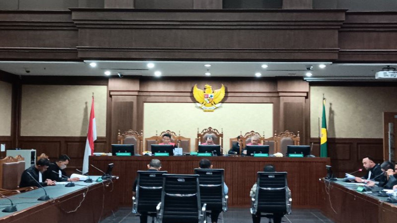 Persidangan duplik kasus BTS 4G di PN Jakarta Pusat, Jakarta, Senin (6/11/2023). ANTARA/Rina Nur Anggraini