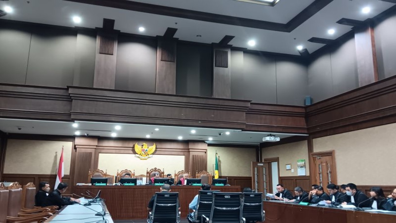 Persidangan duplik kasus BTS 4G di Pengadilan Tipikor, PN Jakarta Pusat, Jakarta, Senin (6/11/2023). (ANTARA/Rina Nur Anggraini)
