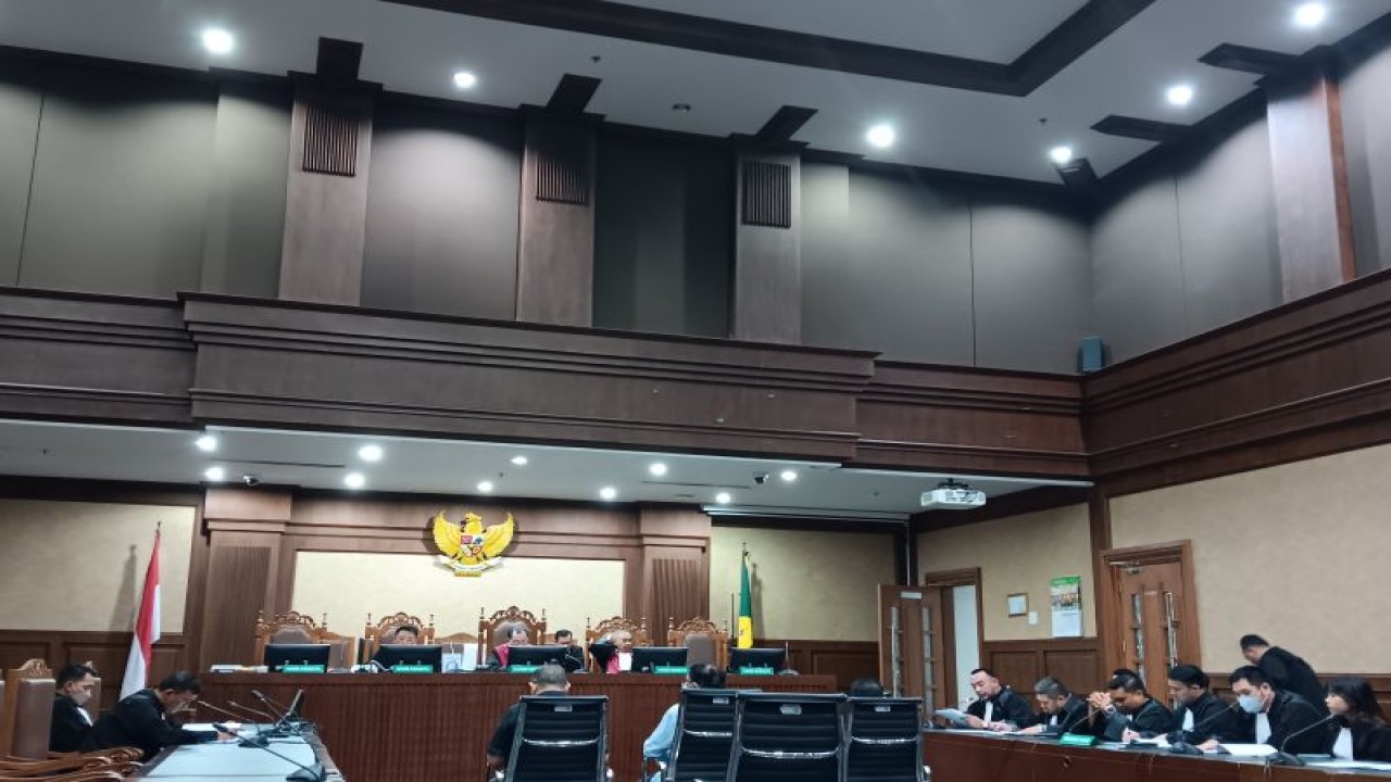 Persidangan duplik kasus BTS 4G di PN Jakarta Pusat, Jakarta, Senin (6/11/2023). ANTARA/Rina Nur Anggraini