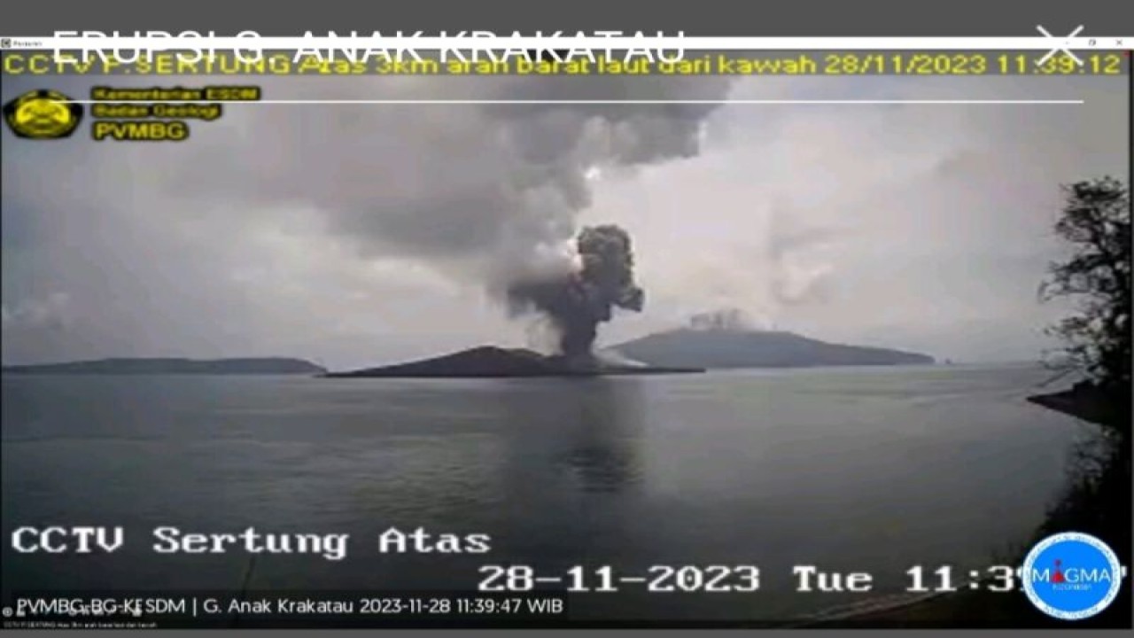 Dokumentasi Gunung Anak Krakatau dari CCTV PVMBG. (ANTARA/HO-PVMBG)