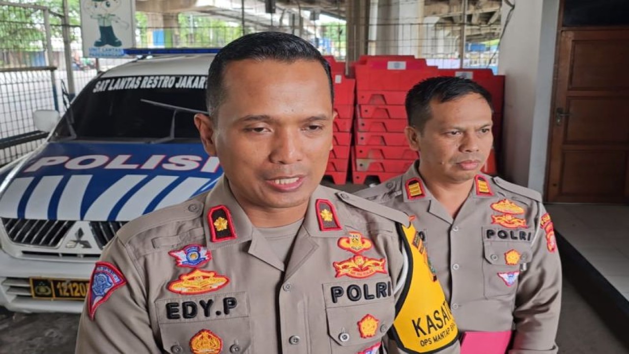 Kepala Sat Lantas Wilayah Jakarta Utara Kompol Edy Purwanto saat ditemui wartawan di Jakarta Utara, Senin (27/11/2023). ANTARA/HO-Jurnalis Jakarta Utara