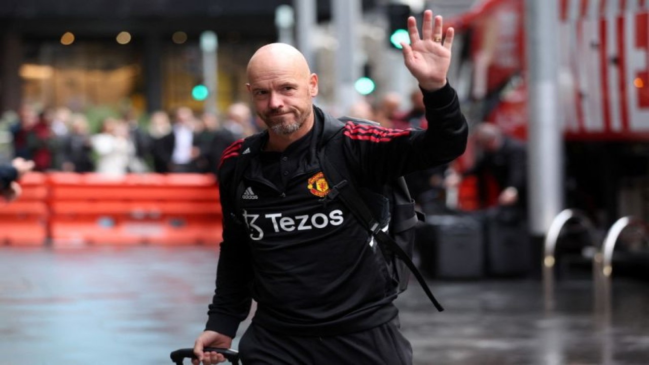 Pelatih Manchester United Erik Ten Hag (ANTARA/AFP-MARTIN KEEP)