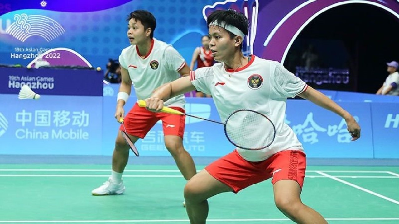 Ganda putri Indonesia Apriyani Rahayu/Siti Fadia Silva Ramadanti (ANTARA/Twitter/@INABadminton)