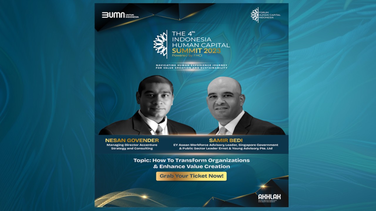 The 4th Indonesia Human Capital Summit (IHCS) 2023, yang digelar Forum Human Capital Indonesia (FHCI) pada 6-7 November 2023 menghadirkan sejumlah pembicara berkompeten di sesi plenary. ANTARA/HO-FHCI