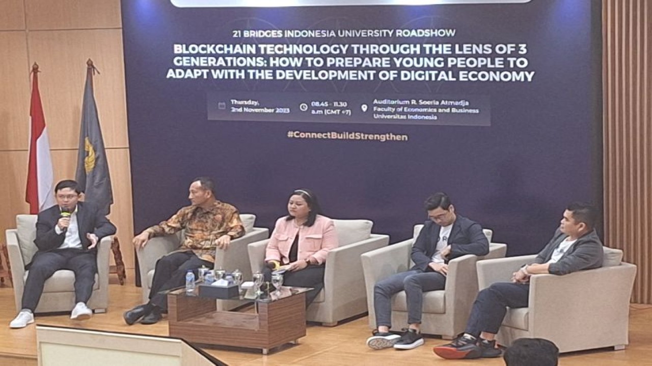 Kegiatan diskusi yang mambahas ekonomi digital si FEB UI Depok (ANTARA/Foto: Feru Lantara)