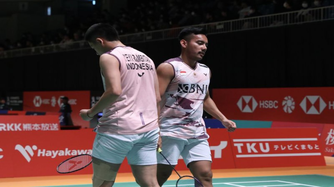 Ganda putra Pramudya Kusumawardana/Yeremia Erich Yoche Yacob Rambitan terhenti pada babak 16 besar Kumamoto Masters 2023 setelah kalah 19-21, 13-21 dari pasangan Liu Yu Chen/Ou Xuan Yi (China), Kamis. (ANTARA/HO-PP PBSI)