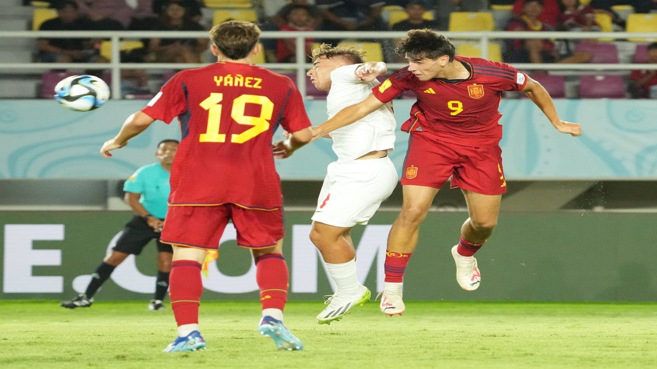 Timnas U17 Spanyol saat menghadapi Timnas U-17 Kanada di fase penyisihan grup Piala Dunia U-17 2023/ist 