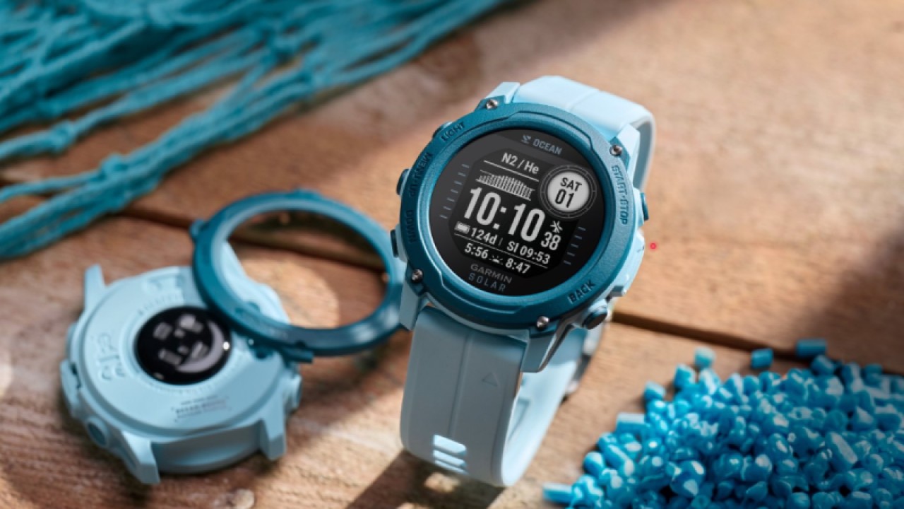 Tangkapan layar jam tangan Garmin G1 Solar Ocean Edition dalam konfrensi pers daring yang diikuti Selasa (21/11/2023) (ANTARA/Fitra Ashari)