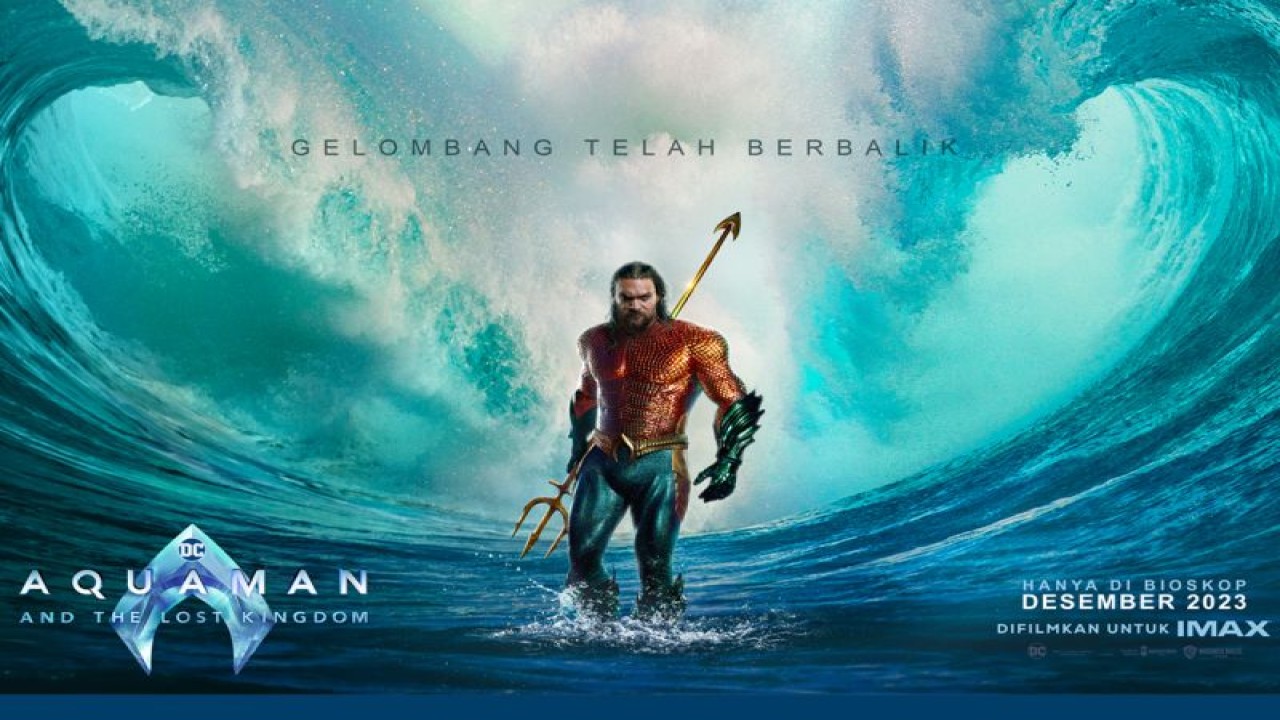 Aktor Jason Momoa sebagai Aquaman di film "Aquaman and the Lost Kingdom". (ANTARA/HO/Warner Bros. Pictures)