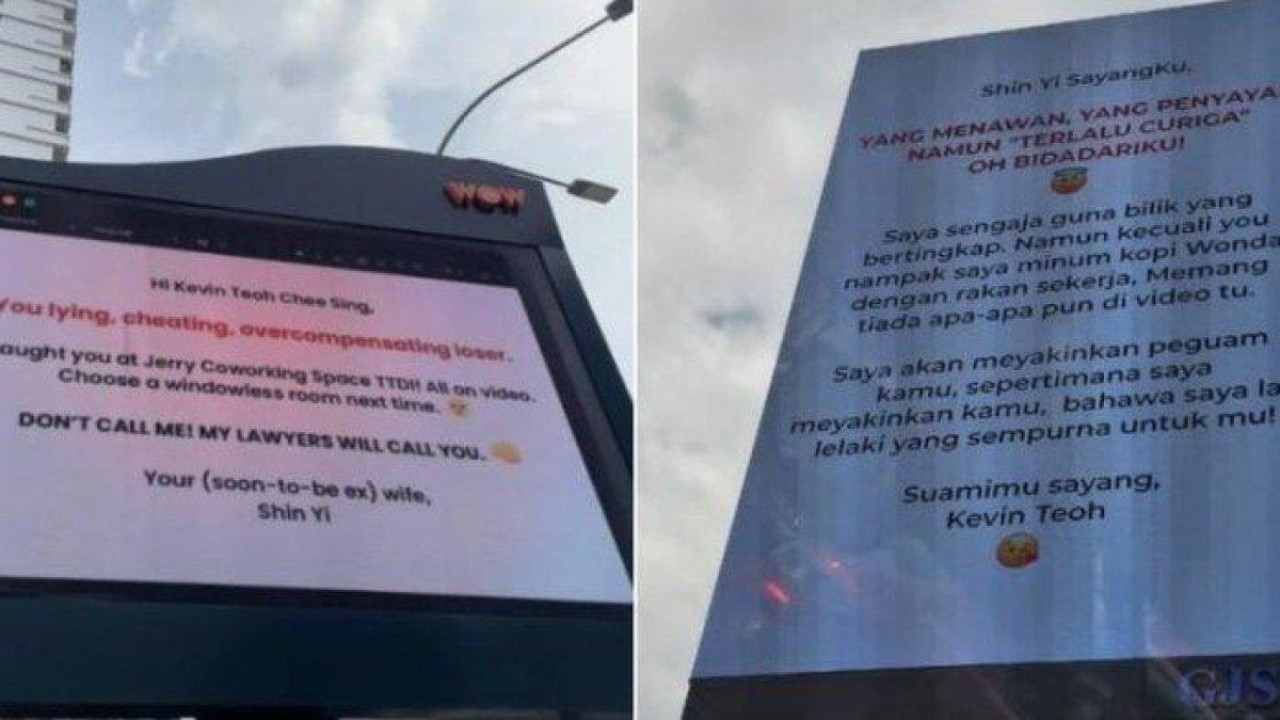 Istri di Malaysia gugat cerai suami lewat baliho/ist