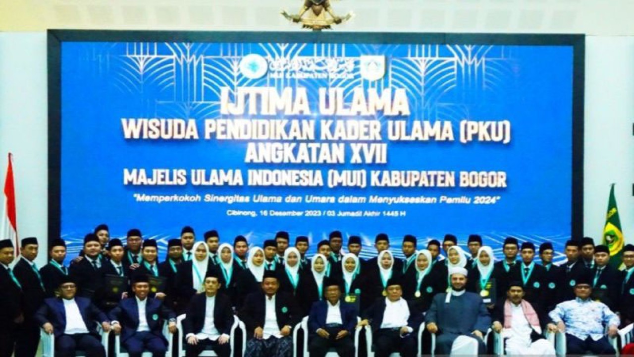 Ijtima Ulama MUI Kabupaten Bogor di Setda, Cibinong, Kabupaten Bogor, Jawa Barat, Sabtu (16/12/2023). (ANTARA/M Fikri Setiawan)