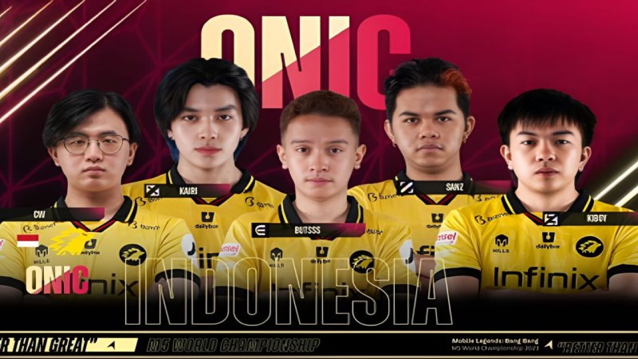 Tangkap layar roster Onic Esports dalam pertandingan fase Knockout hari pertama M5 World Championship yang berlangsung di Manila, Filipina, Sabtu (9/12/2023). (ANTARA/Arindra Meodia/youtube.com/MLBB Esports)