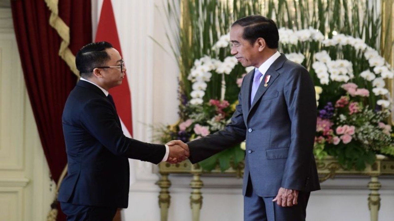 Presiden RI Joko Widodo menyambut salah satu duta besar luar biasa dan berkuasa penuh di Istana Negara Jakarta, Jumat (8/12/2023). (ANTARA/HO-Sekretariat Presiden)