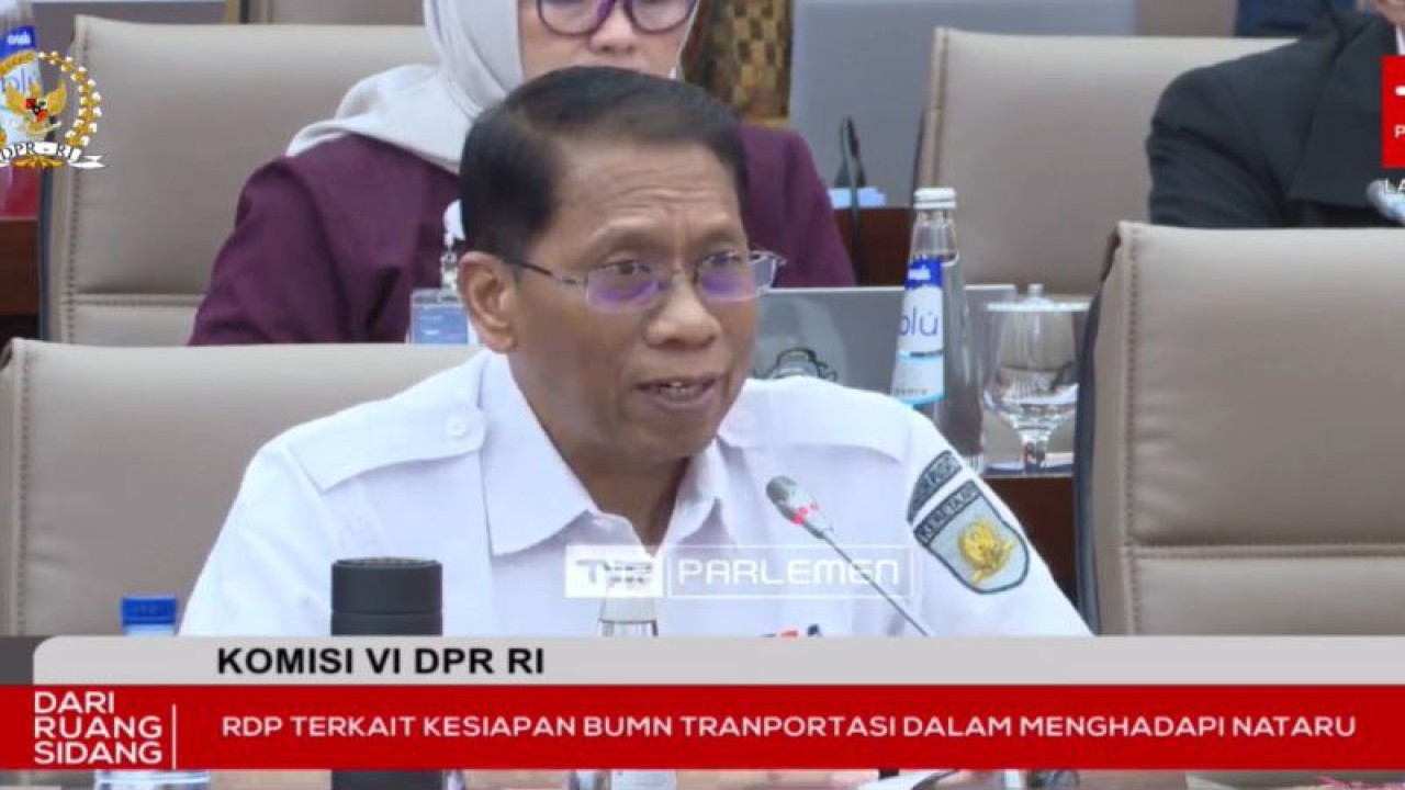 Tangkapan layar - Direktur Utama KAI Didiek Hartantyo dalam rapat dengar pendapat dengan Komisi VI DPR RI di Jakarta, Senin (4/12/2023). ANTARA/Ade Irma Junida
