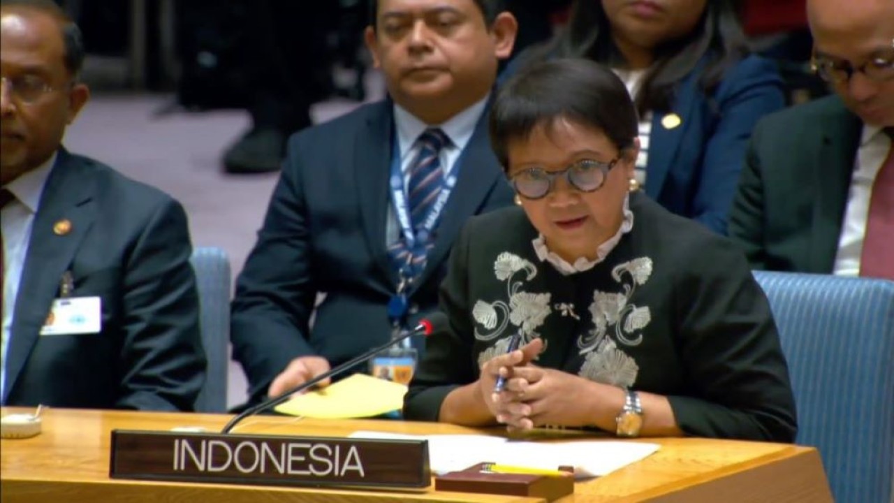 Menlu Retno Marsudi menyesalkan kegagalan diadopsinya gencatan senjata di Gaza oleh DK PBB. Kondisi tersebut terjadi karena adanya veto dari negara Amerika Serikat (AS). (Istimewa/X: Menlu_RI)