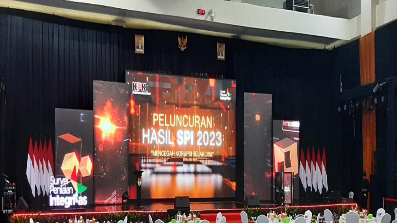 Acara Survei Penilaian Integritas (SPI) 2023 di gedung Merah Putih KPK