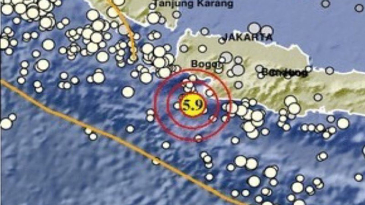 Lokasi gempa M5,9 pada Rabu, (3/1/2024) sekitar pukul 07.53 WIB yang dirilis BMKG. ANTARA/Aditya Rohman