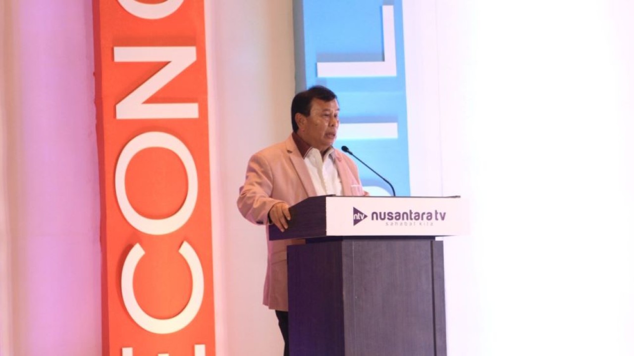 Presiden Komisaris NT Corp Dr. Ir. Nurdin Tampubolon, M.M., saat konferensi "Nusantara Economic Outlook (NEO) Conference 2024" bertajuk "Optimism for Indonesia Economy 2024", di East Java Ballroom, Hotel Westin Jakarta, pada Selasa, (23/1/2024).