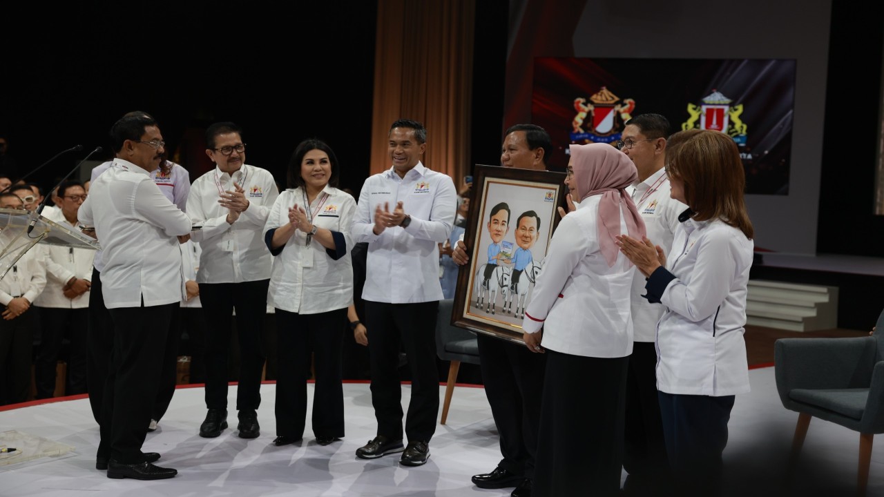 Prabowo Subianto hadir dan berdialog bersama Kamar Dagang Indonesia (Kadin), pada Jumat (12/1/2024). (Istimewa)