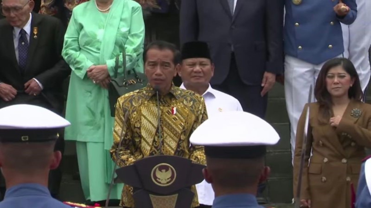 Tangkapan layar - Presiden Joko Widodo saat menyampaikan sambutan dalam peresmian Graha Utama Akademi Militer TNI di Magelang, Jawa Tengah, Senin (29/1/2024). (ANTARA/Yashinta Difa)