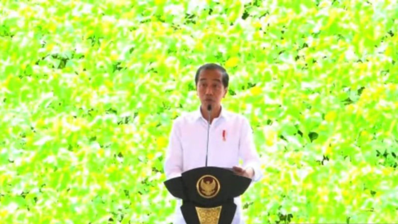 Tangkapan layar - Presiden Joko Widodo memberikan sambutan pada groundbreaking Kantor OIKN di Kabupaten Penajam Paser Utara, Kalimantan Timur, Rabu (17/1/2024). ANTARA/Mentari Dwi Gayati