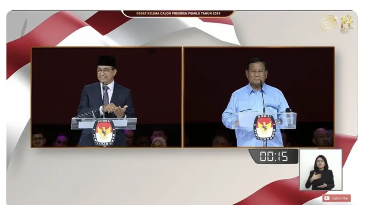 Capres nomor urut 1 Anies Baswedan dan capres nomor urut 2 Prabowo Subianto