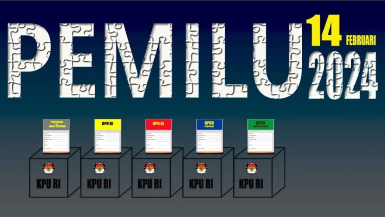 Ilustrasi lima jenis surat suara pada Pemilu 2024. (Foto: ANTARA/Ilustrator/Kliwon)