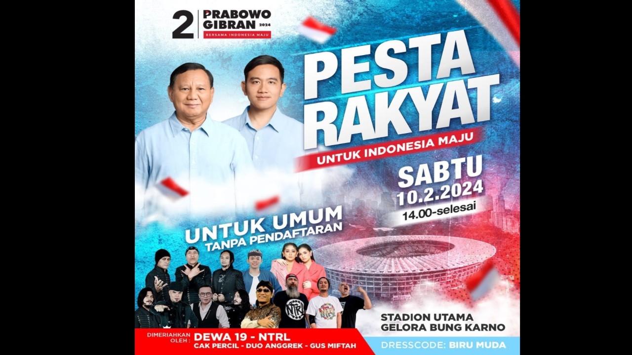 Flyer kampanye akbar Prabowo-Gibran.
