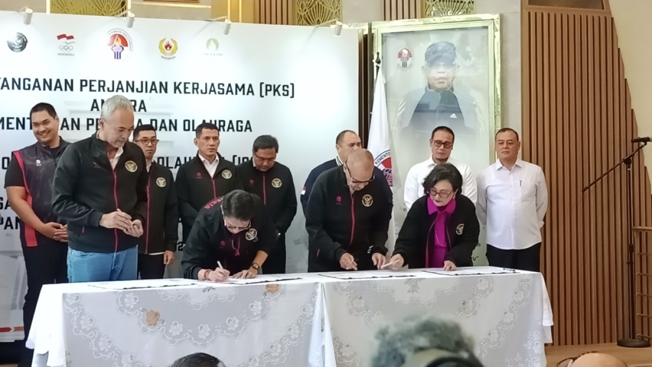Penandatanganan Perjanjian Kerjasama dukungan anggaran pelatnas Olimpiade 2024 Paris