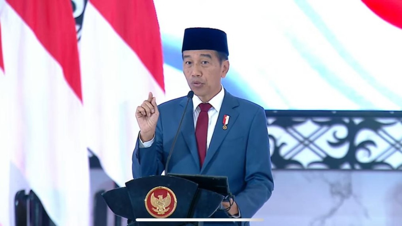 Presiden Jokowi di Rapim TNI-Polri. (YouTube Kemhan)