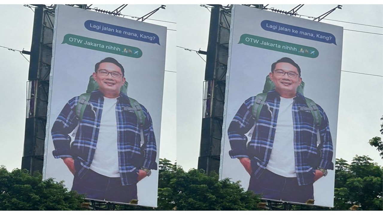 Baliho Ridwan Kamil "OTW Jakarta" mejeng di Senayan