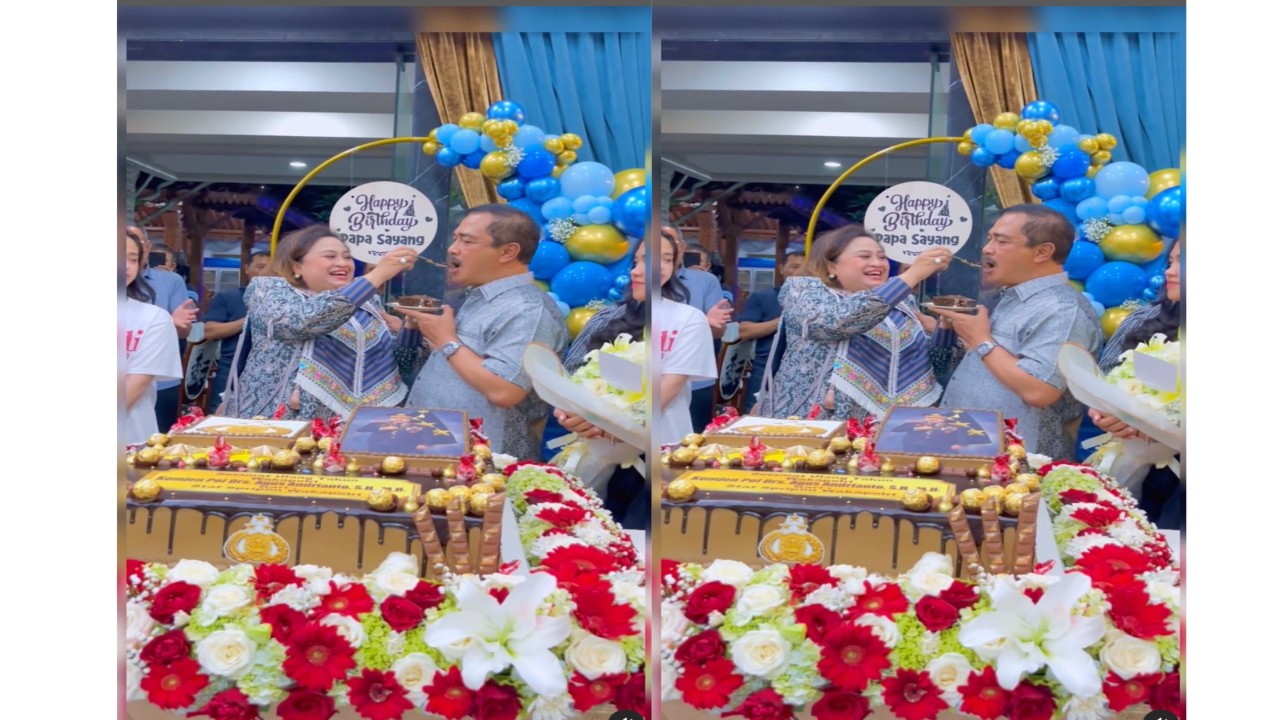 Mami Evi kasih kejutan ke Wakapolri Komjen Agus (Sumber: Instagram @viigus)