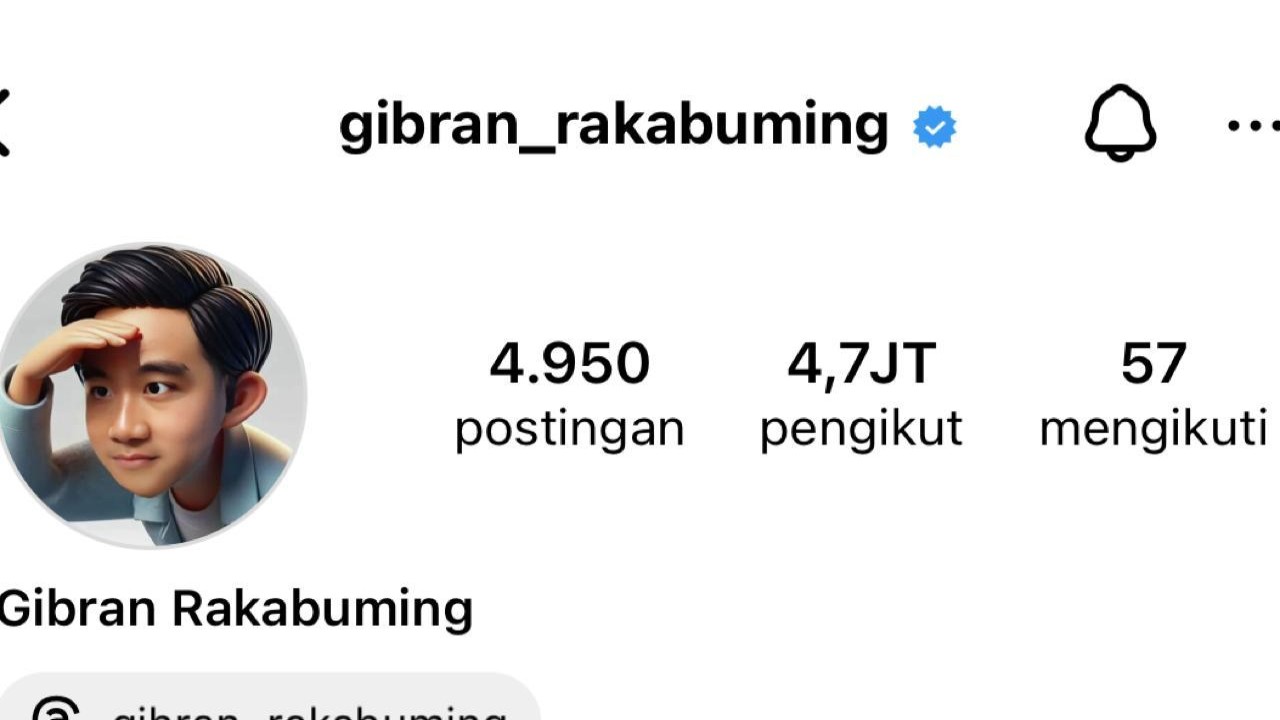 Akun Instagram Gibran Rakabuming Raka.