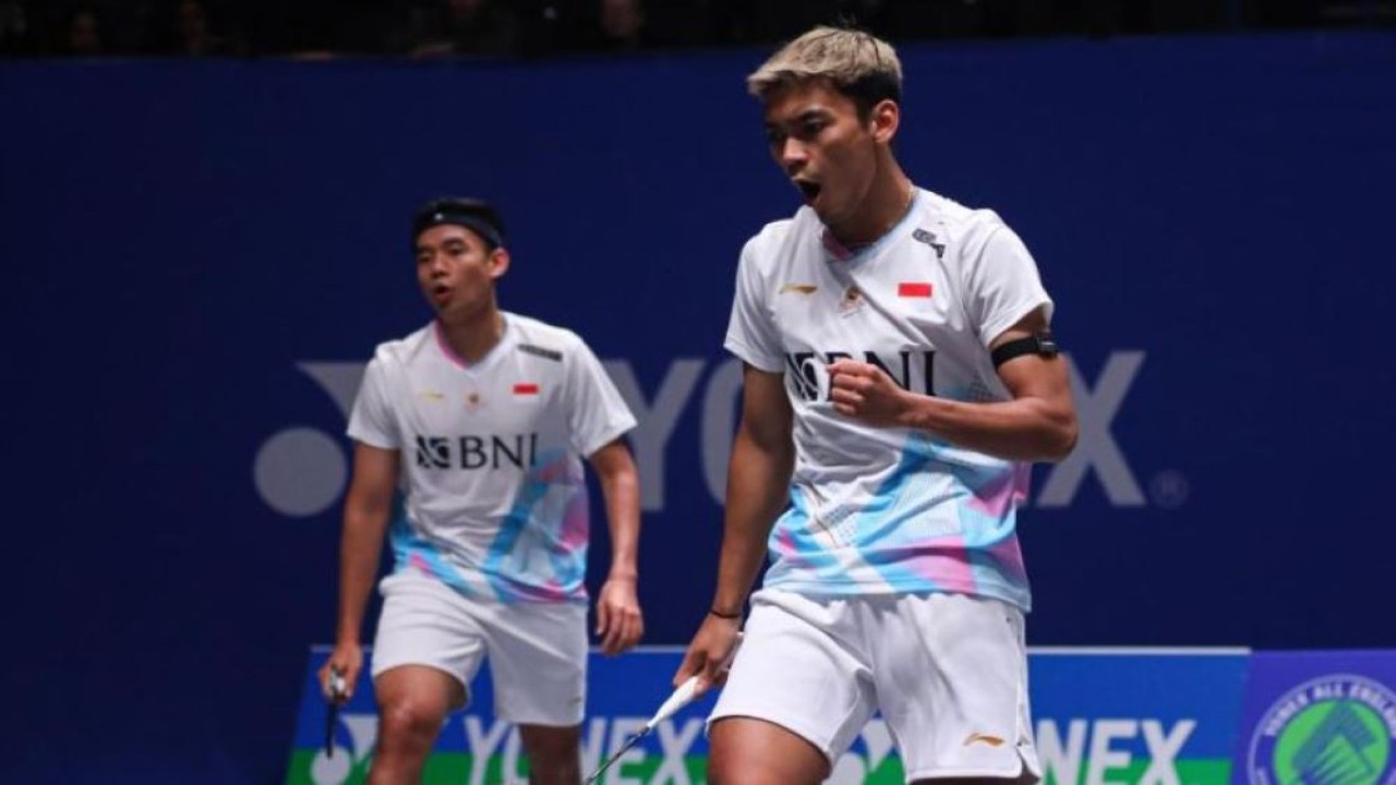 Ganda putra Indonesia Bagas Maulana/Muhammad Shohibul Fikri berhasil melenggang ke perempat final All England 2024. (Foto: Humas PBSI)