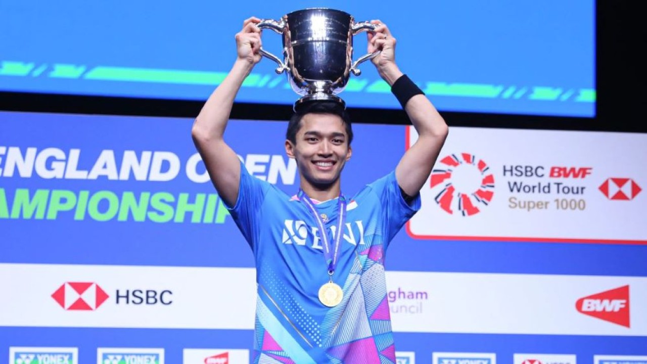 Tunggal putra Indonesia Jonatan Christie sukses menjadi kampiun All England 2024. (Foto: Humas PBSI)