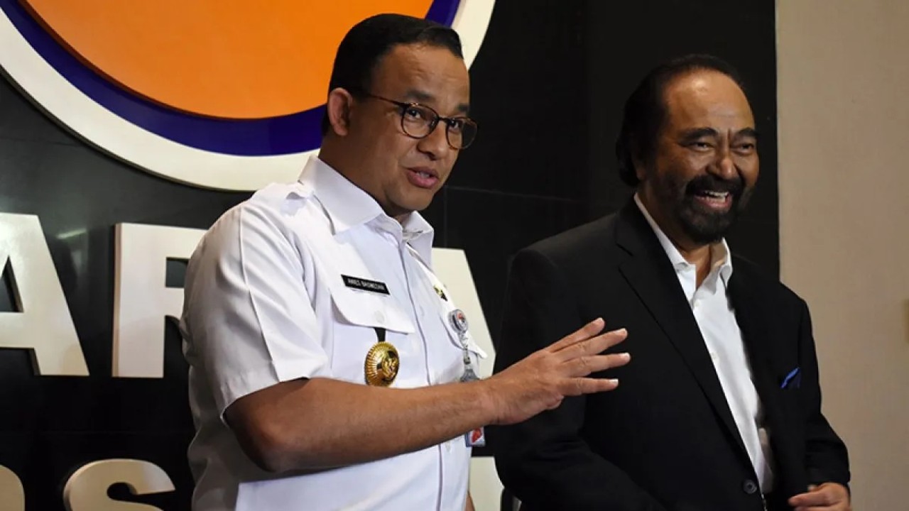 Ketua Umum Partai NasDem Surya Paloh dan Anies Baswedan. (Antara)