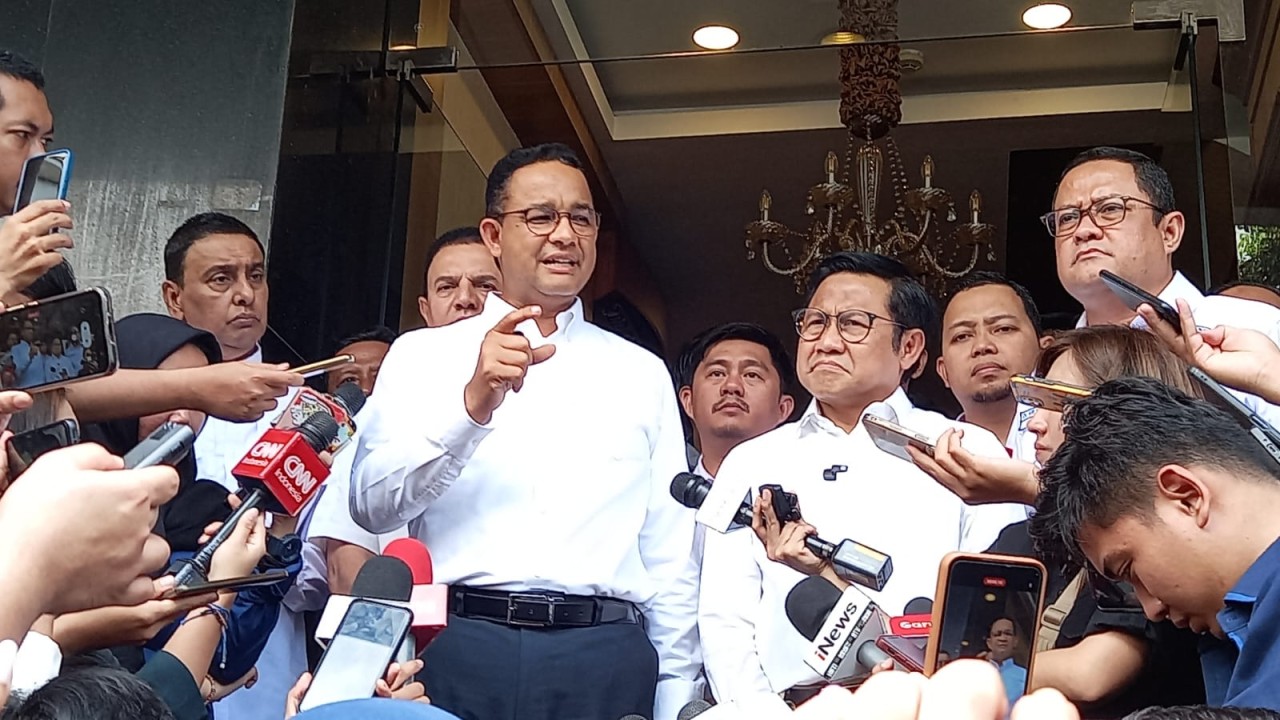 Anies Baswedan bersama Muhaimin Iskandar memberikan keterangan pers terkait Pilpres 2024/ist