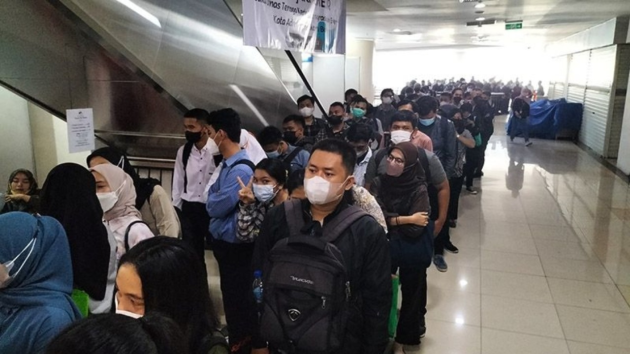 Antrean pencari kerja. (Antara)